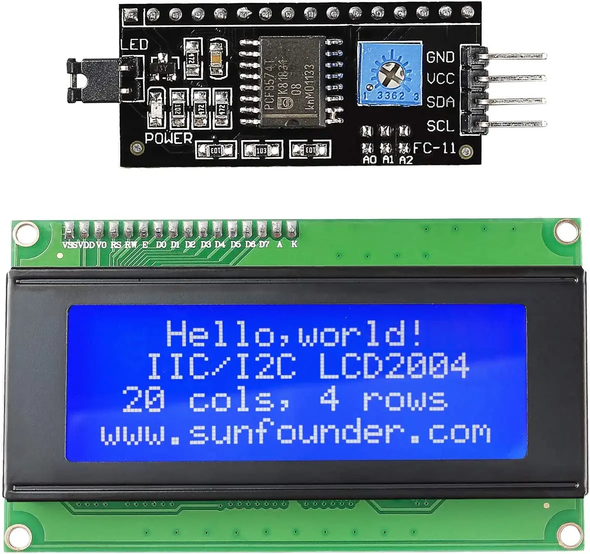 SunFounder IIC/I2C/TWI Sērijas 2004/20x4 LCD Modulis aizsargs Arduino Uno/ Mega2560 Elektronisko DIY Attēls 0