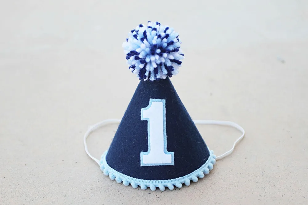 Zēniem 1. Dzimšanas diena Zilā Cepure Mini Puse Cepure Zēniem Pirmās Dzimšanas dienas Jūras Jutos Puses Cepuri Jaundzimušo Dzimšanas dienu Cepure Attēls 0