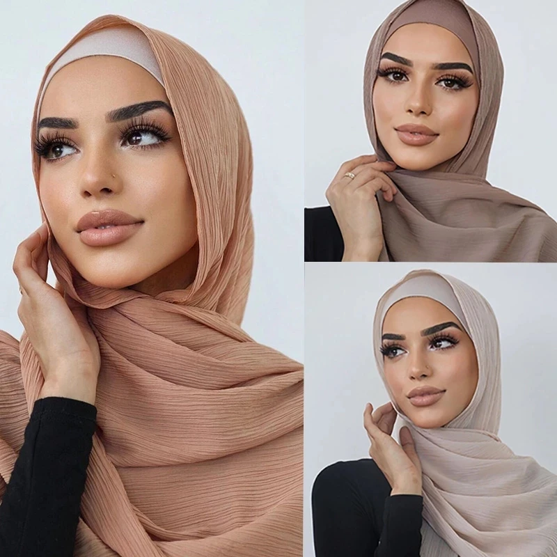 Zīmola Krokots Šifona Jaunā Sieviešu Solider Krāsu Premium Smago Šifona Hijabs Sieviešu Šalles Hijabs Garā Šalle Attēls 0
