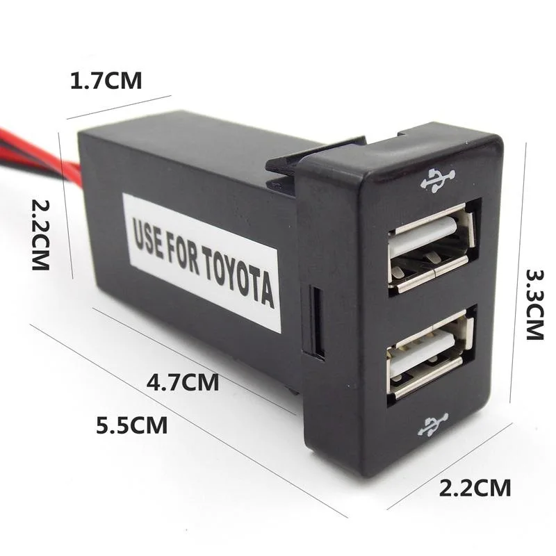 Auto 5V 4.2 USB Interfeiss Rozetē Lādētāju un USB Audio ieejas Ligzda izmantojiet TOYOTA Hilux VIGO,Kalniņi,Corolla ex,Yaris,Reiz Attēls 1