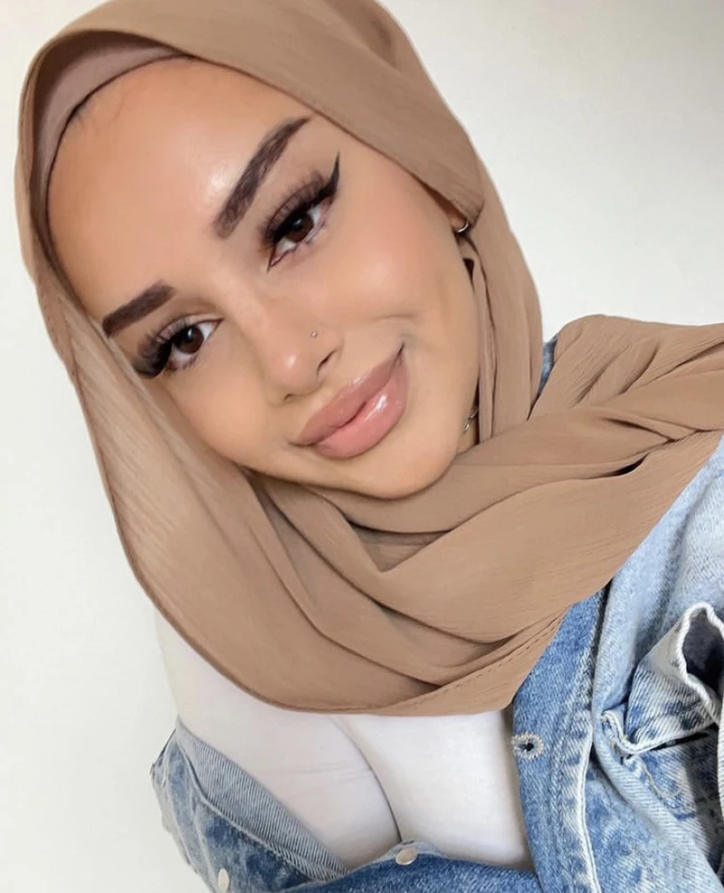 Zīmola Krokots Šifona Jaunā Sieviešu Solider Krāsu Premium Smago Šifona Hijabs Sieviešu Šalles Hijabs Garā Šalle Attēls 1