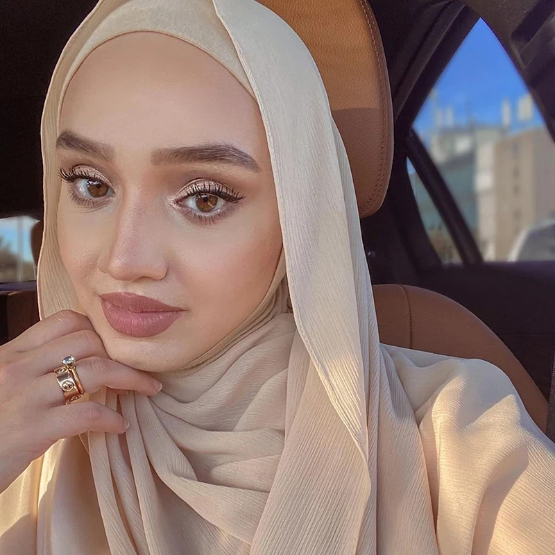 Zīmola Krokots Šifona Jaunā Sieviešu Solider Krāsu Premium Smago Šifona Hijabs Sieviešu Šalles Hijabs Garā Šalle Attēls 4