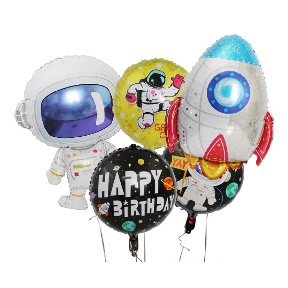 Kosmosa Tēma Puse Astronauts NLO Raķešu Folija Baloni Galaxy Baby Dušas Zēns Bērniem Dzimšanas dienas ballīti Anniversaire Dekori Attēls 5